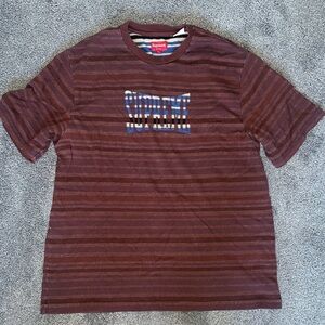 Supreme Men's Maroon Striped Tee